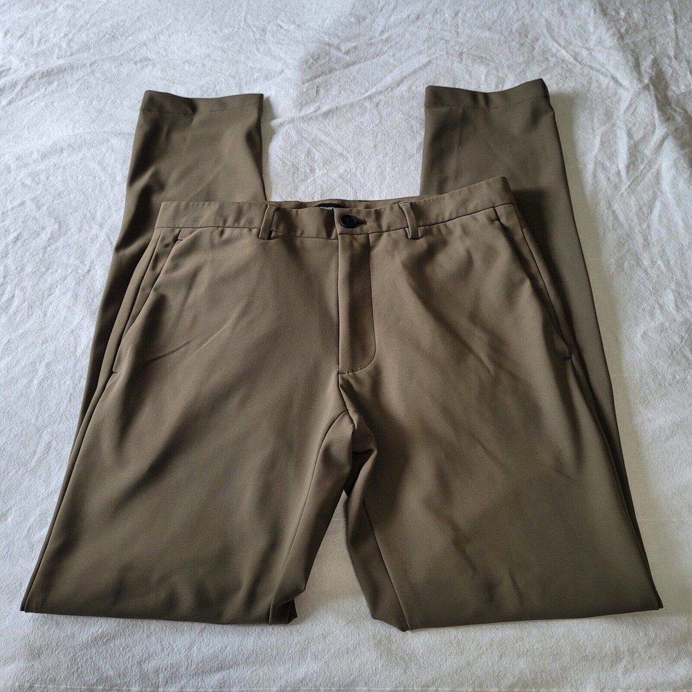 Theory Zaine Precision Ponte Pants Moss Green Men's Size 29×33 Flat Front